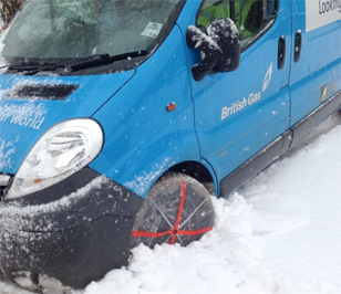 British Gas using AutoSock Snow Socks