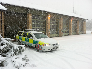 Ambulance using AutoSock snow socks