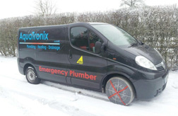 Van using AutoSock snow socks